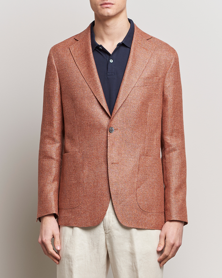 Herre | Jakke og buks | Oscar Jacobson | Ferry Hopsack Hemp/Wool Blazer Orange