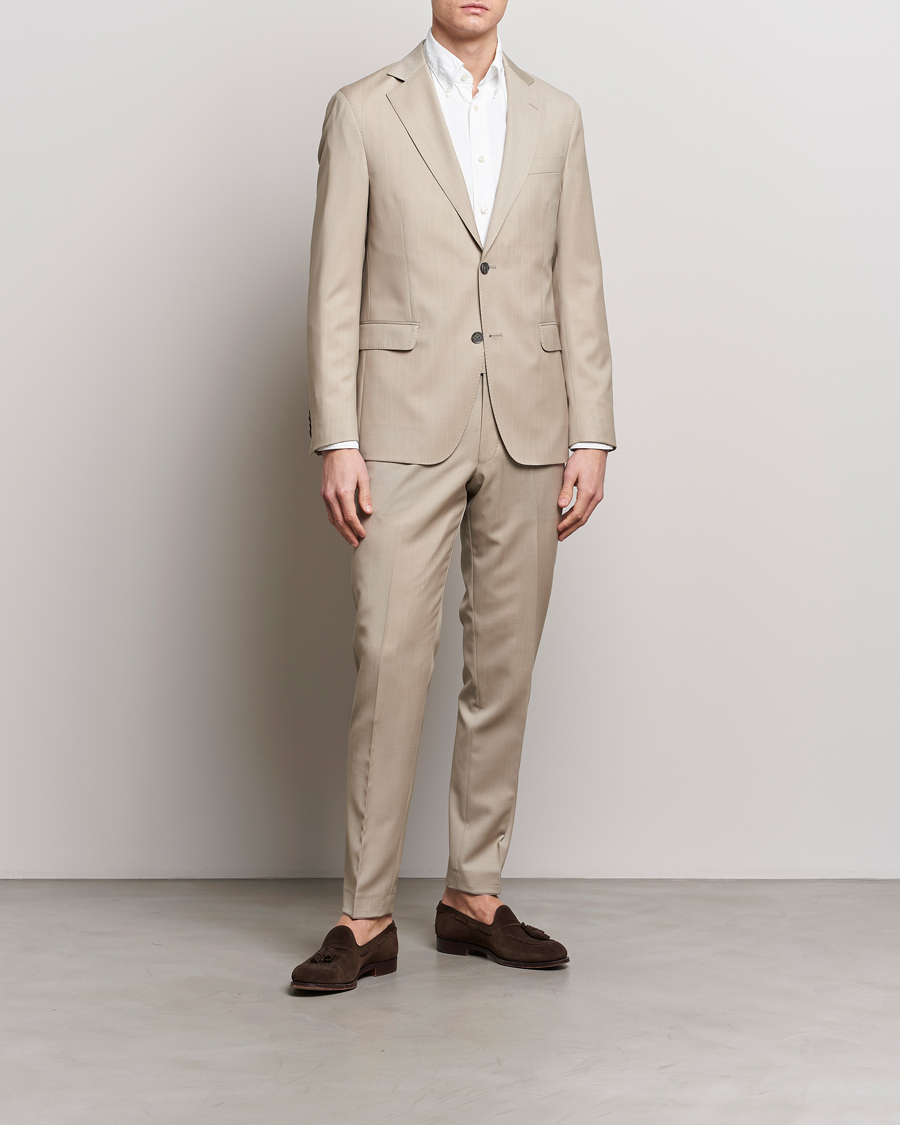 Herre | Todelte jakkesæt | Oscar Jacobson | Fogerty Super 130's Wool Suit Beige