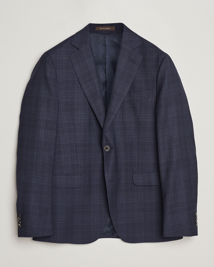 Herre | Blazere & jakker | Oscar Jacobson | Fogerty Mini Check Wool Blazer Navy
