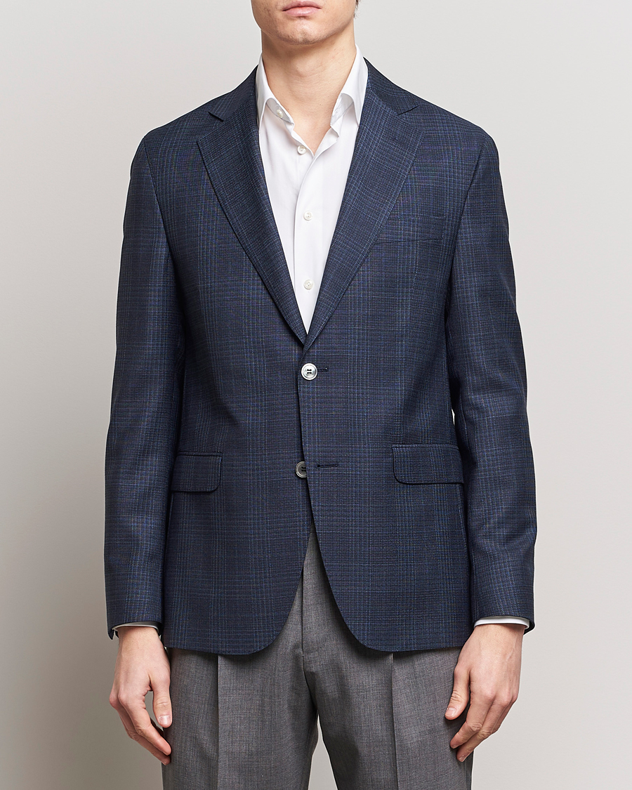 Herre | Blazere & jakker | Oscar Jacobson | Fogerty Mini Check Wool Blazer Navy