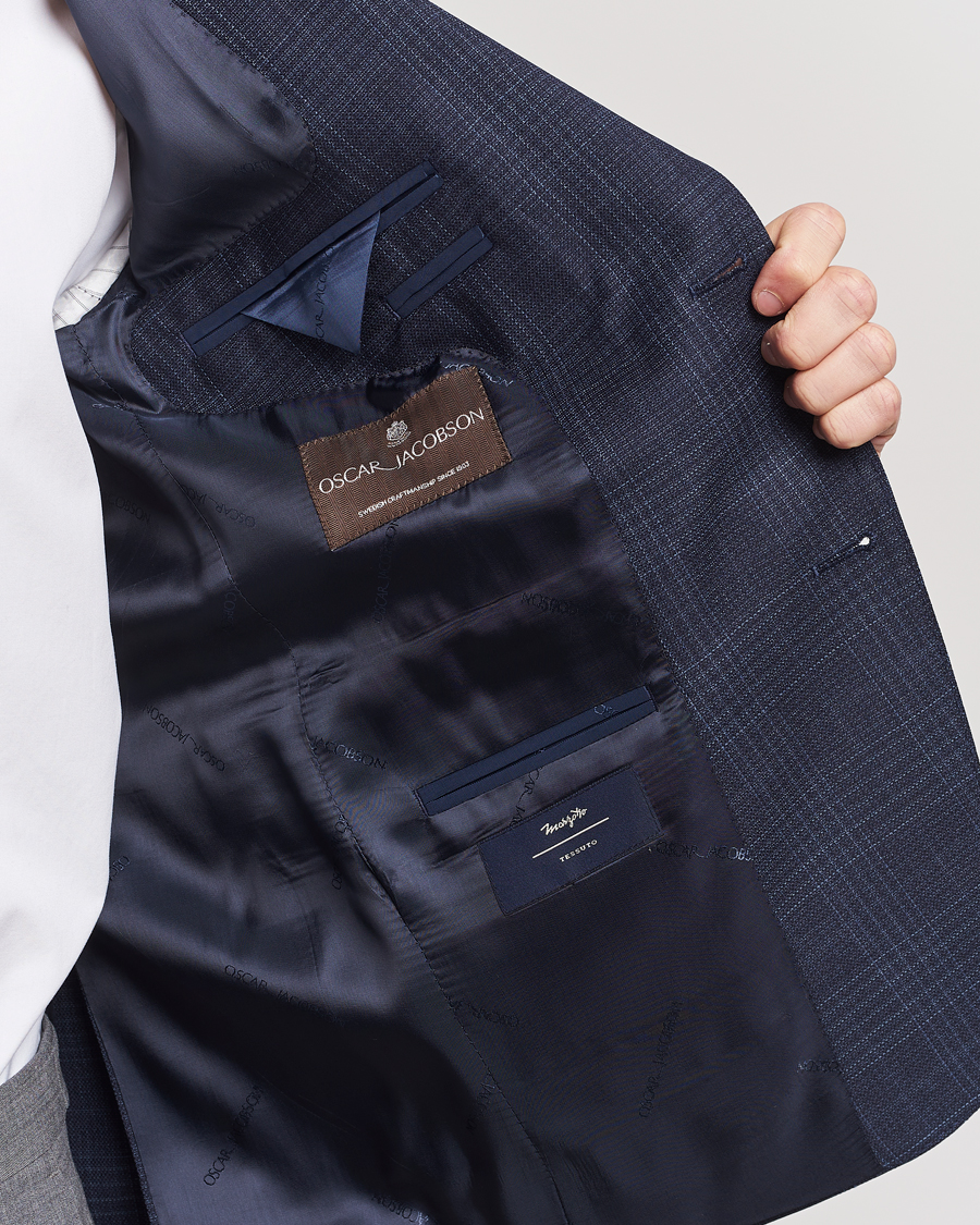 Herre | Blazere & jakker | Oscar Jacobson | Fogerty Mini Check Wool Blazer Navy