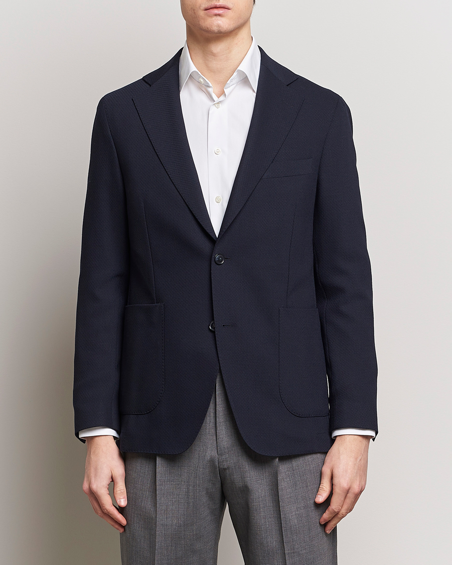 Herre | Jakke og buks | Oscar Jacobson | Ferry Patch Soft Wool Blazer Navy