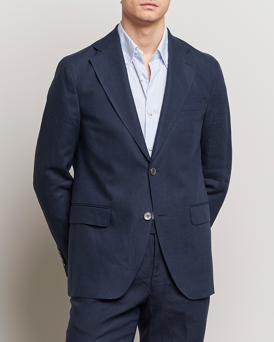 Herre | Business & Beyond | Oscar Jacobson | Fogerty Linen Blazer Navy