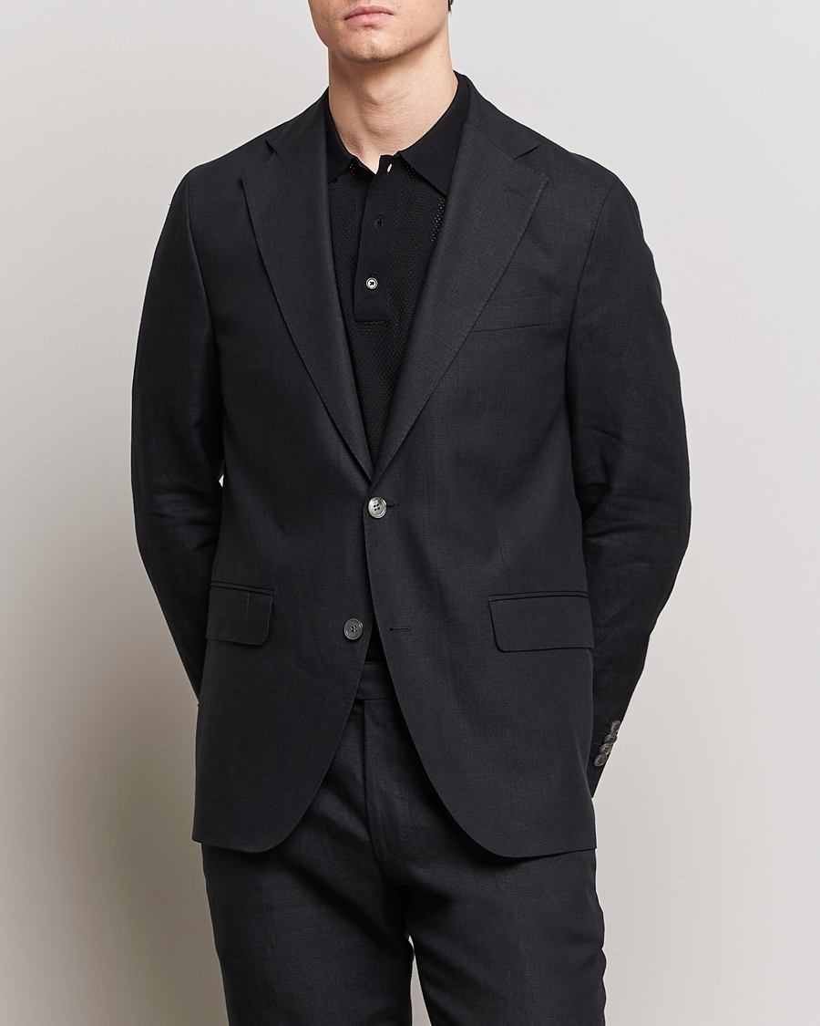 Herre | Habitjakker | Oscar Jacobson | Fogerty Linen Blazer Black