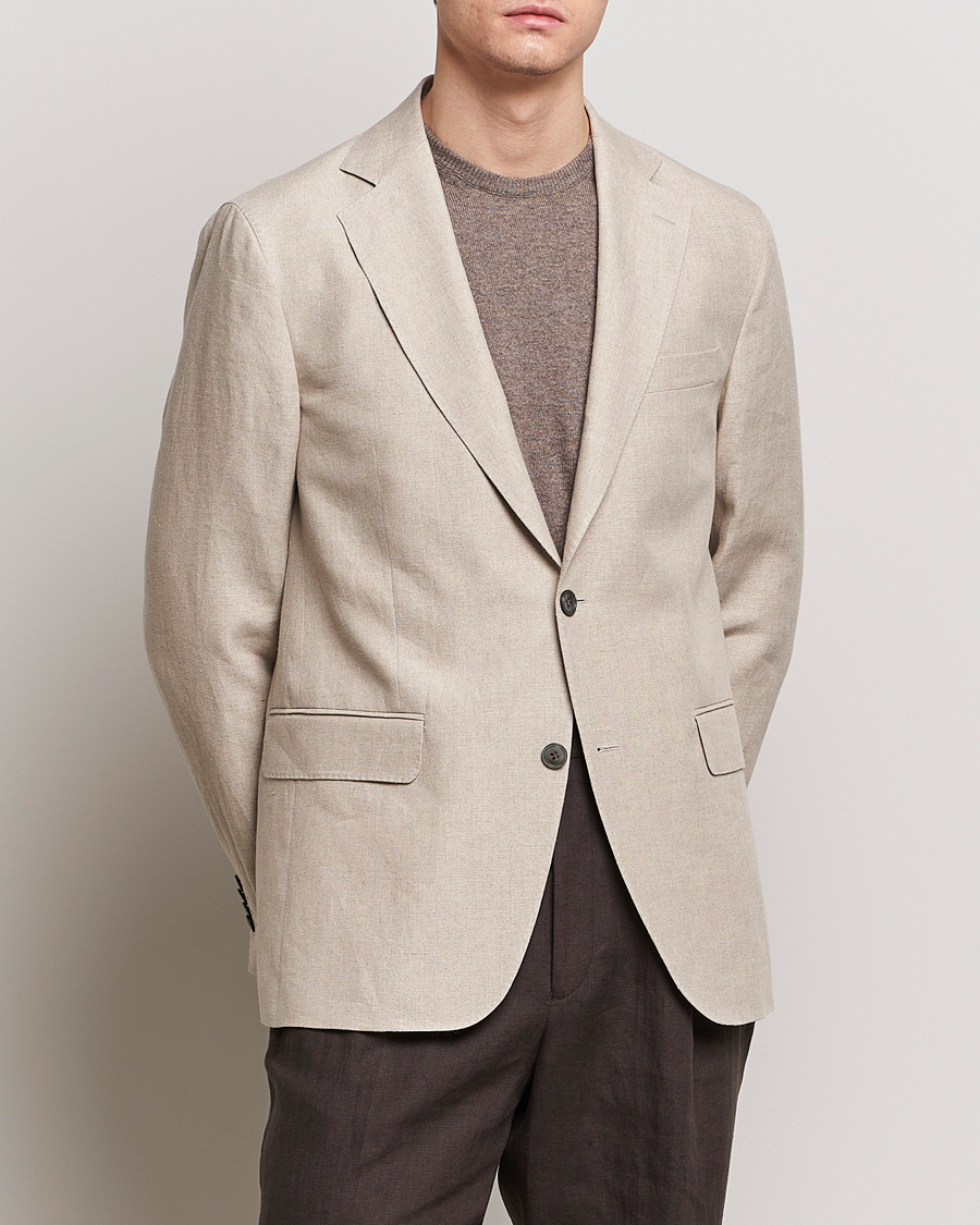 Herre | Hørblazer | Oscar Jacobson | Fogerty Linen Blazer Beige