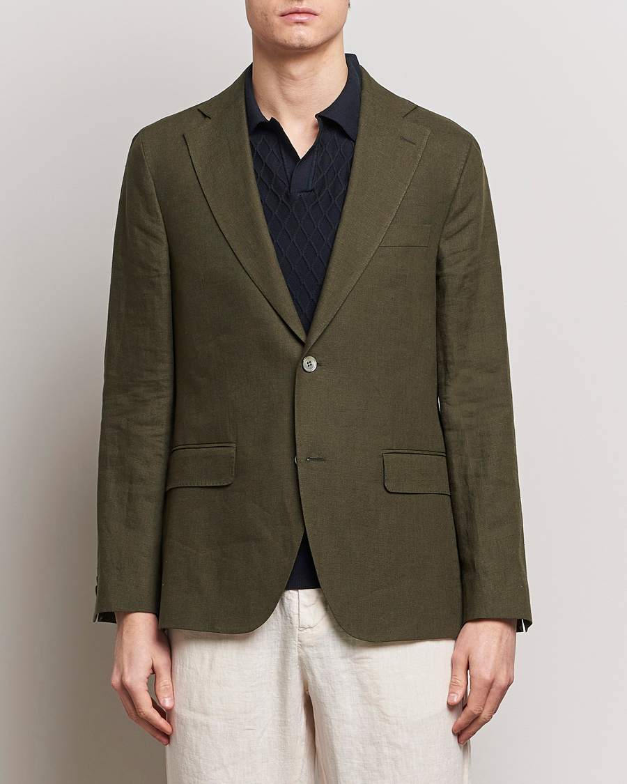 Herre | Hørblazer | Oscar Jacobson | Fogerty Linen Blazer Olive