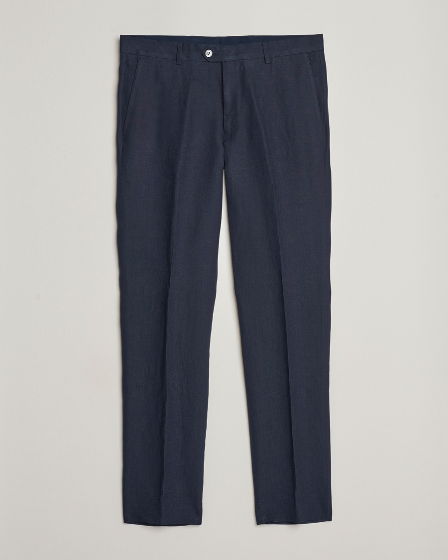 Herre | Bukser | Oscar Jacobson | Denz Linen Trousers Navy