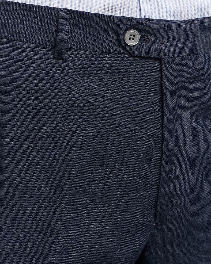 Herre | Bukser | Oscar Jacobson | Denz Linen Trousers Navy