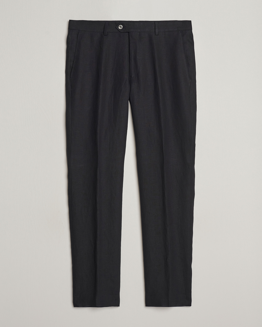 Herre | Bukser | Oscar Jacobson | Denz Linen Trousers Black