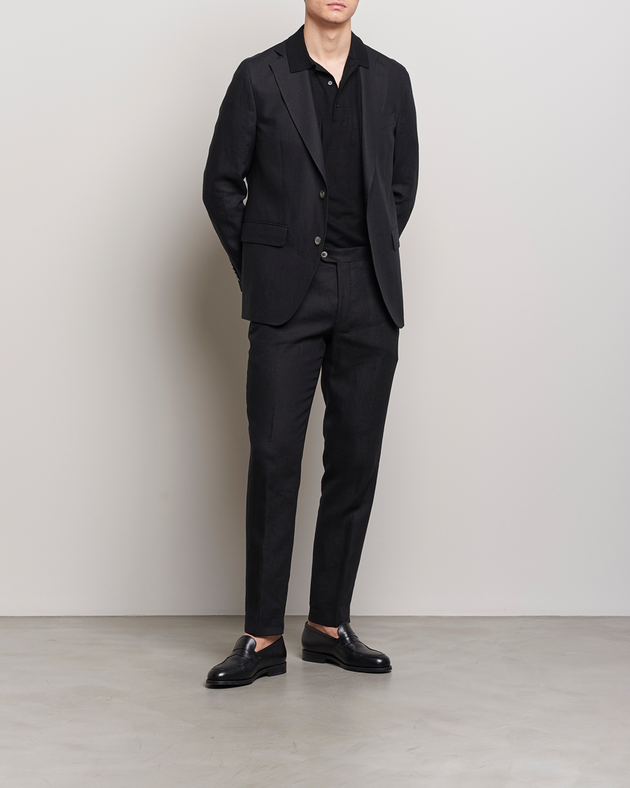 Herre | Bukser | Oscar Jacobson | Denz Linen Trousers Black