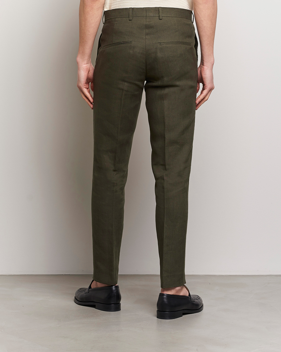 Herre | Bukser | Oscar Jacobson | Denz Linen Trousers Olive