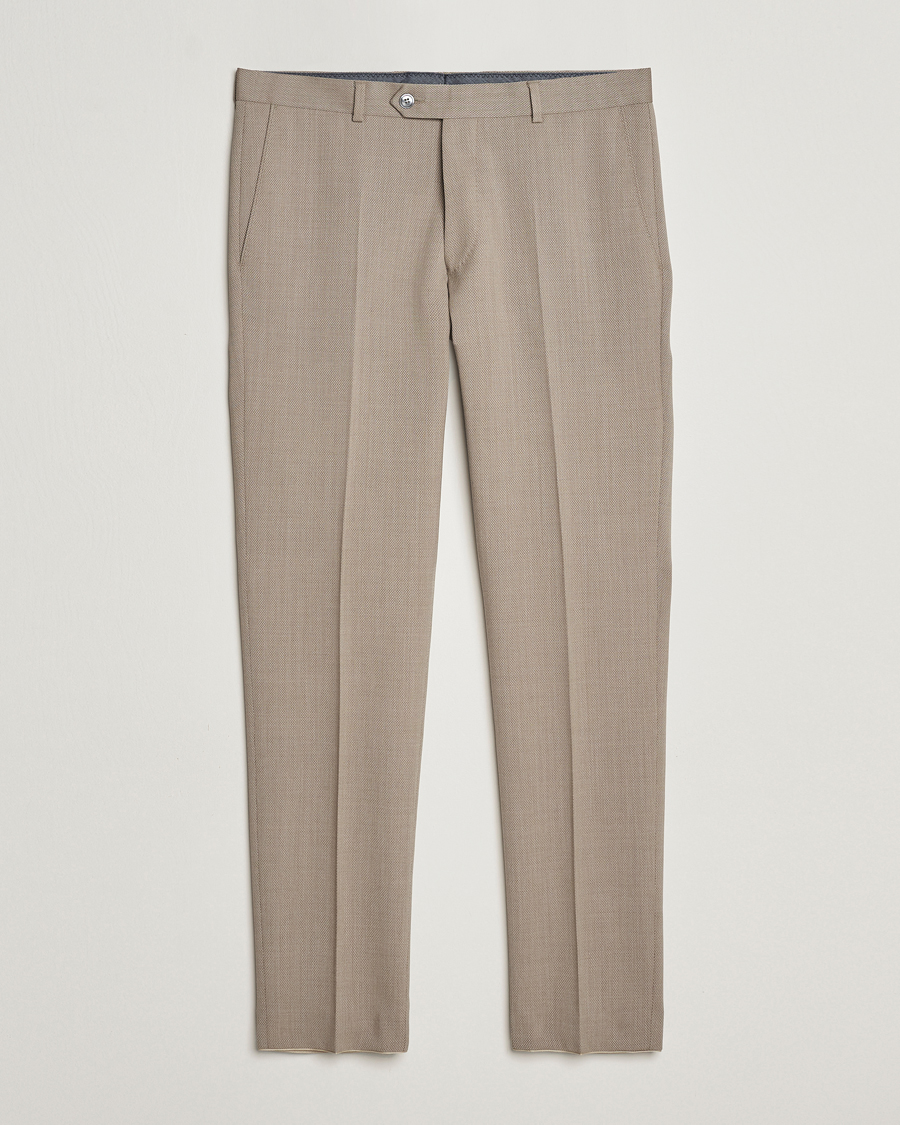 Herr |  | Oscar Jacobson | Denz Structured Wool Trousers Beige