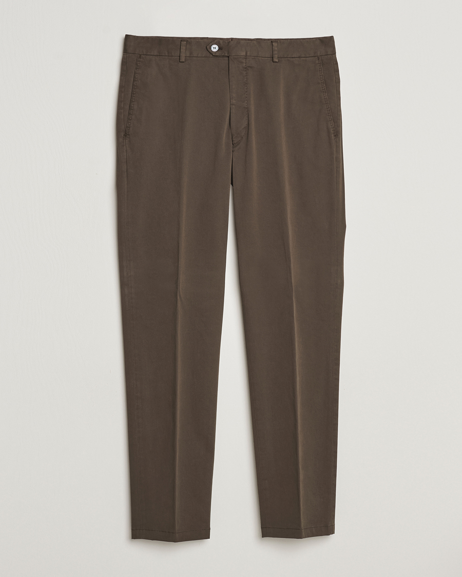 Herre | Bukser | Oscar Jacobson | Denz Casual Cotton Trousers Olive