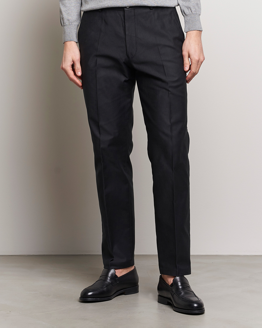 Herre | Business & Beyond | Oscar Jacobson | Decker Cotton Trousers Black