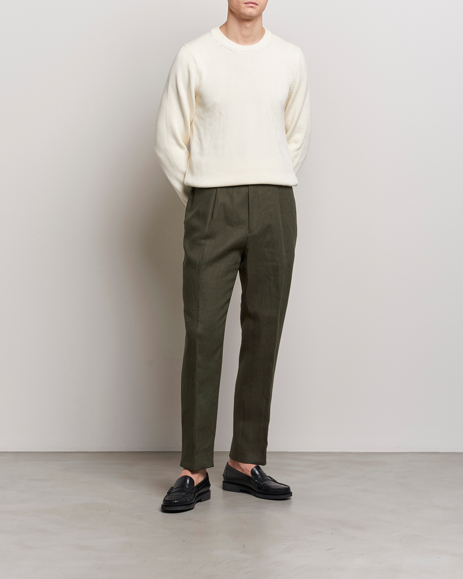 Herre | Bukser | Oscar Jacobson | Delon Linen Trousers Olive