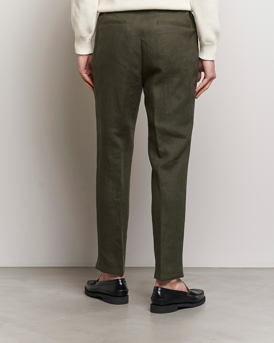 Herre | Bukser | Oscar Jacobson | Delon Linen Trousers Olive