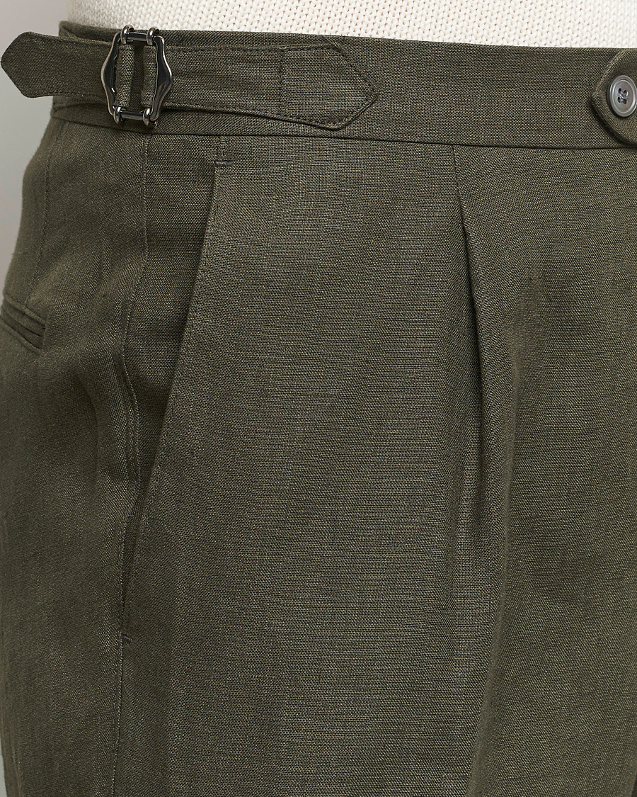 Herre | Bukser | Oscar Jacobson | Delon Linen Trousers Olive