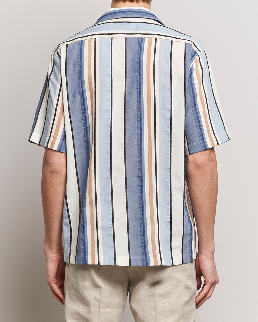 Herre | Skjorter | Oscar Jacobson | Hanks Short Sleeve Striped Cotton Shirt Multi