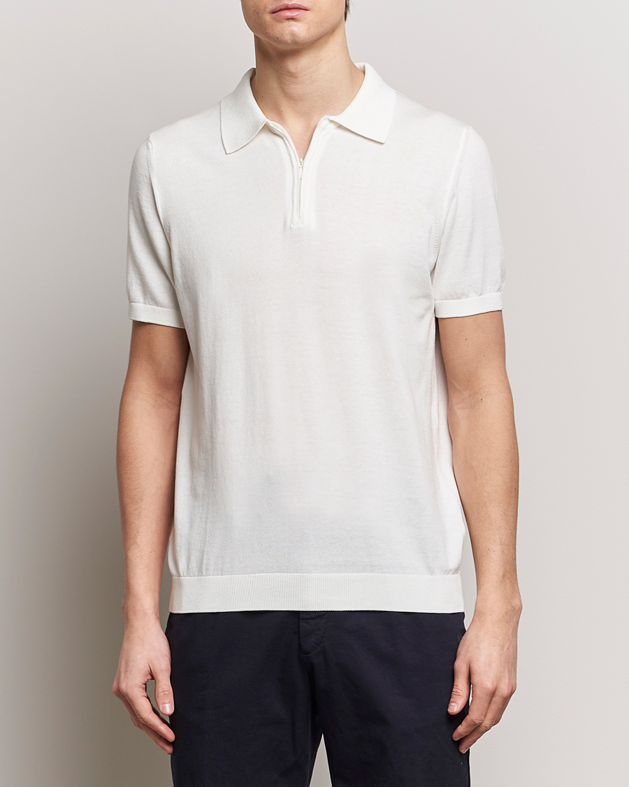 Herre | Klær | Oscar Jacobson | Otto Short Sleeve Zip Polo White