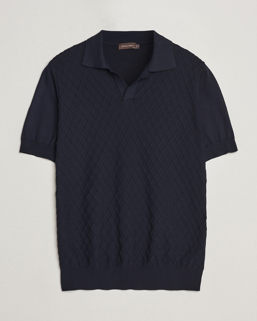 Herre | Polotrøjer | Oscar Jacobson | Mirza Structured Cotton Polo Navy