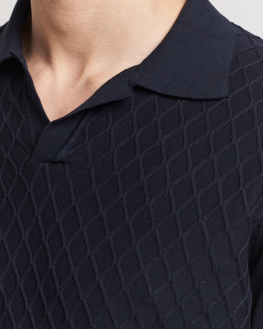 Herre | Polotrøjer | Oscar Jacobson | Mirza Structured Cotton Polo Navy