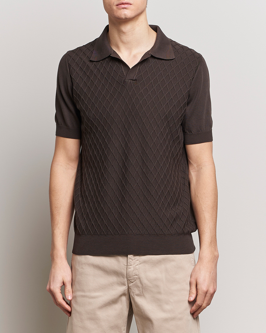 Herre | Polotrøjer | Oscar Jacobson | Mirza Structured Cotton Polo Brown