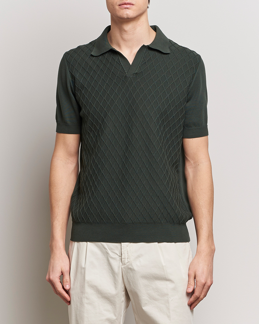 Herre | Polotrøjer | Oscar Jacobson | Mirza Structured Cotton Polo Olive