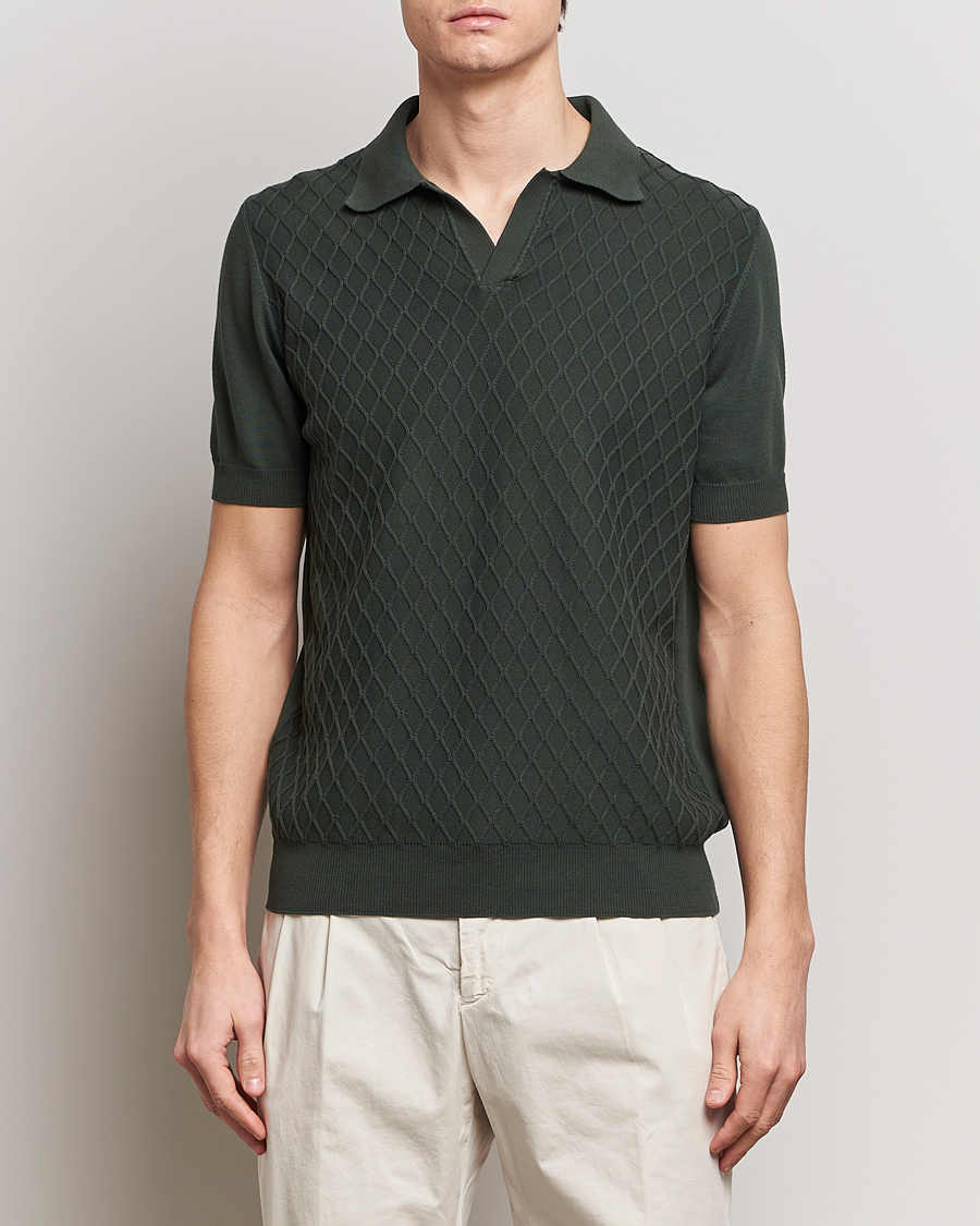 Herre | Kortærmede polotrøjer | Oscar Jacobson | Mirza Structured Cotton Polo Olive