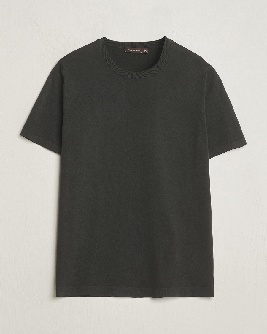 Herre | T-Shirts | Oscar Jacobson | Brian Knitted Cotton T-Shirt Olive