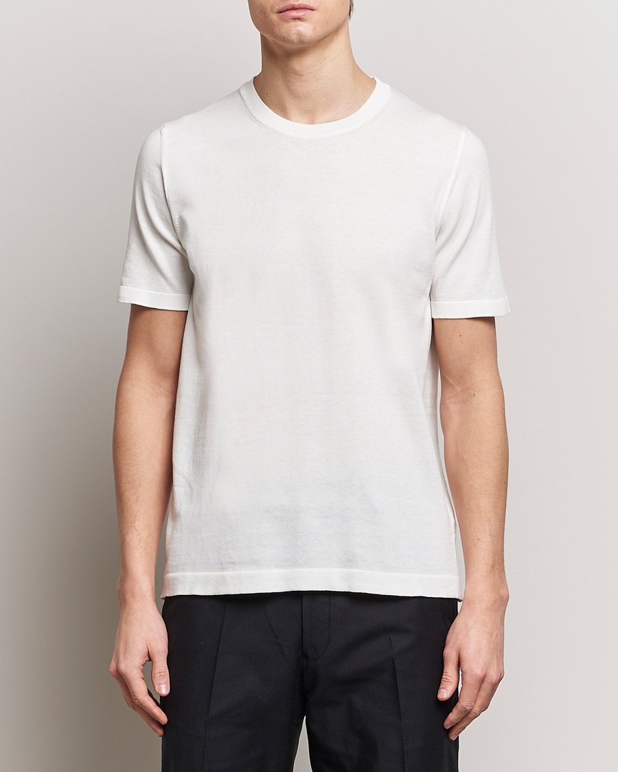 Herre | Afdelinger | Oscar Jacobson | Brian Knitted Cotton T-Shirt White