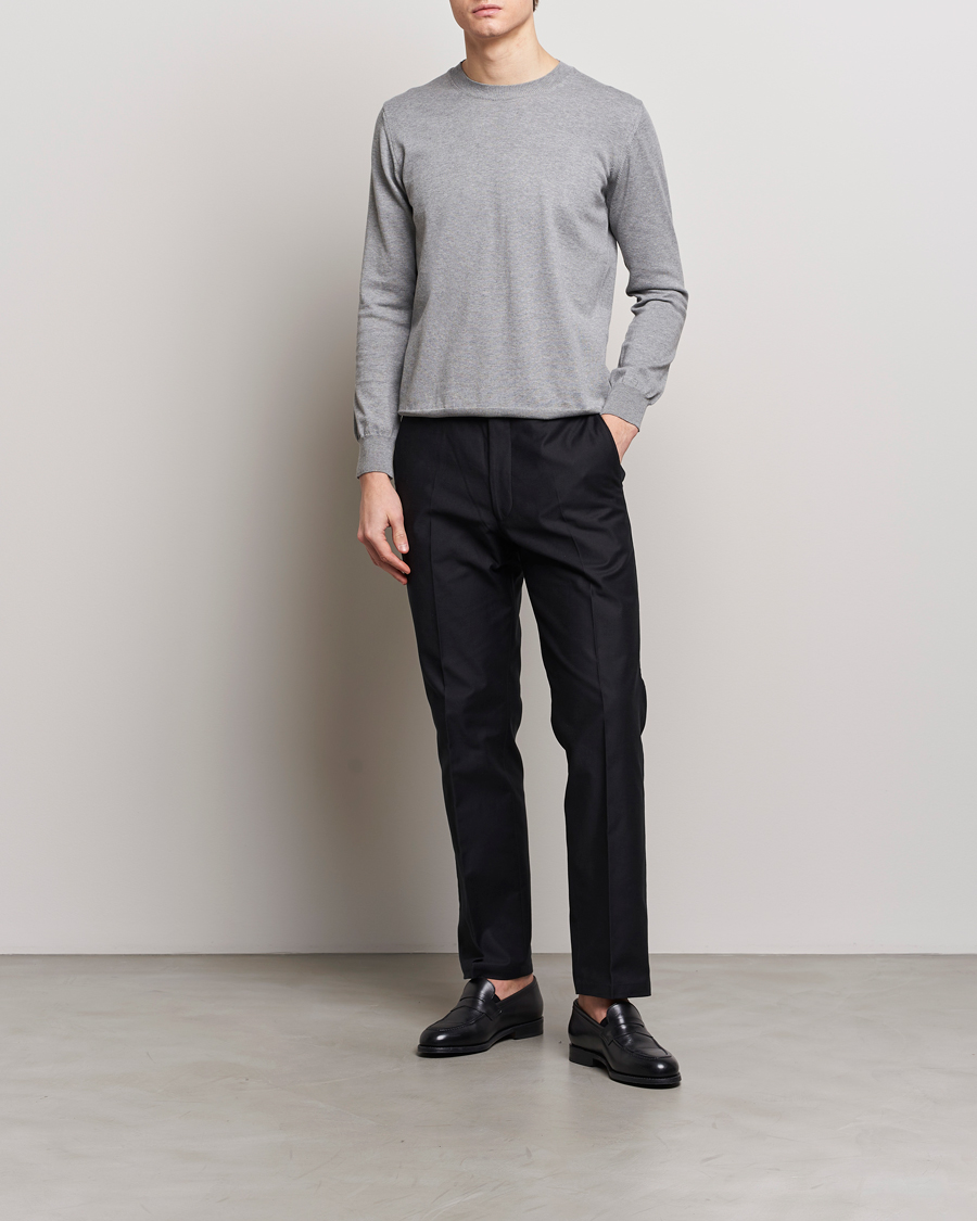 Herre | Trøjer | Oscar Jacobson | Valdemar Cotton Crew Neck Light Grey