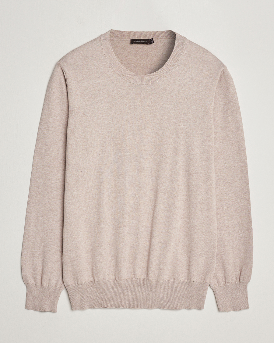 Herre | Trøjer | Oscar Jacobson | Valdemar Cotton Crew Neck Beige