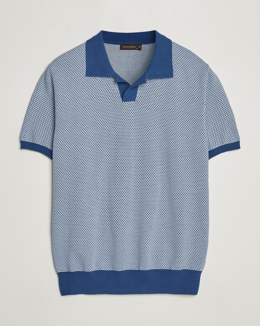 Herre | Polotrøjer | Oscar Jacobson | Dalius Structured Cotton Polo Blue
