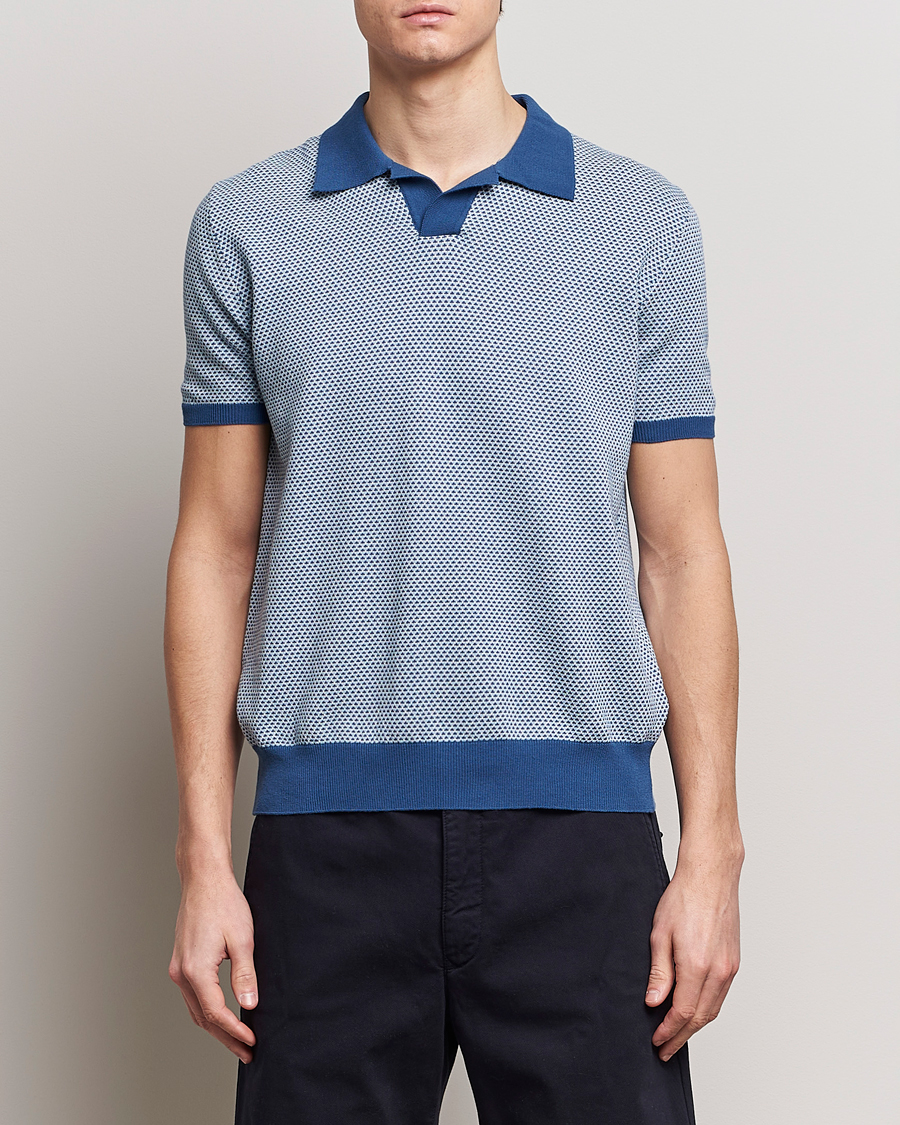 Herre | Afdelinger | Oscar Jacobson | Dalius Structured Cotton Polo Blue