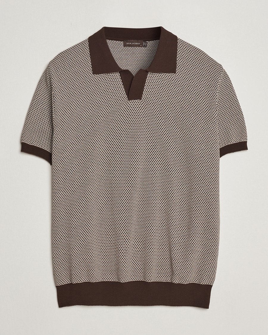 Herre | Polotrøjer | Oscar Jacobson | Dalius Structured Cotton Polo Brown