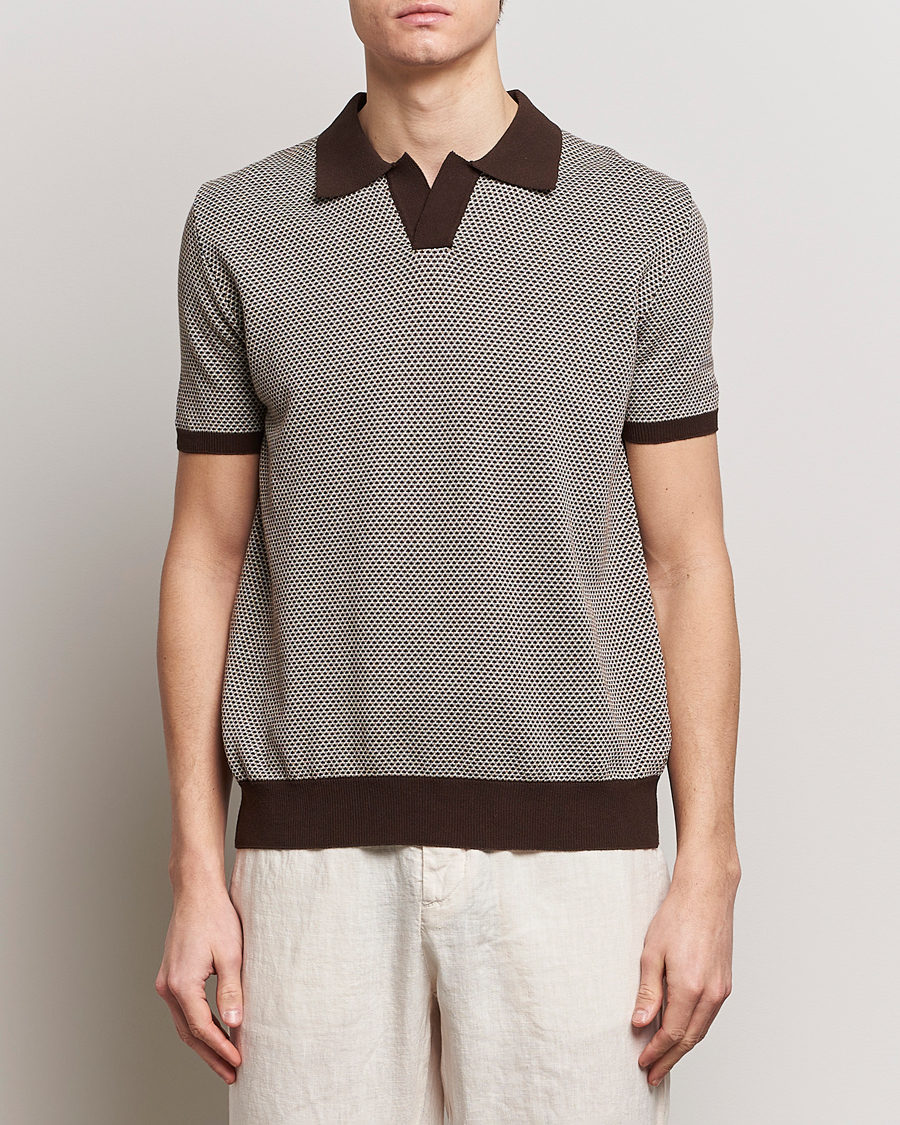 Herre |  | Oscar Jacobson | Dalius Structured Cotton Polo Brown