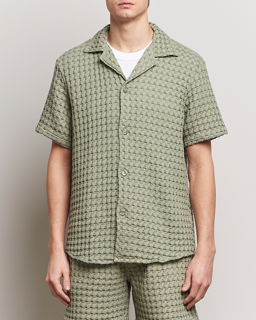 Herre | Casual | OAS | Cuba Waffle Shirt Dusty Green