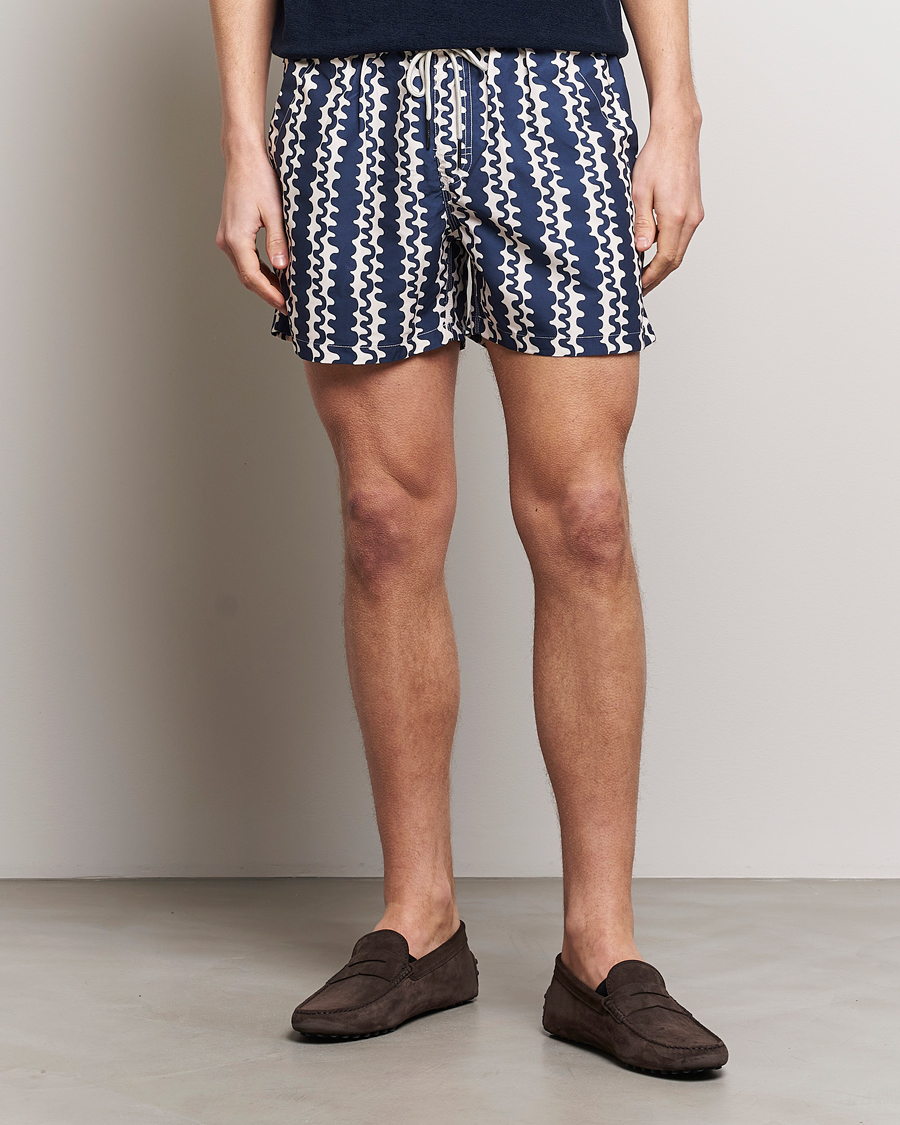 Herre | Badebukser med snøre | OAS | Printed Swimshorts Blue Scribble