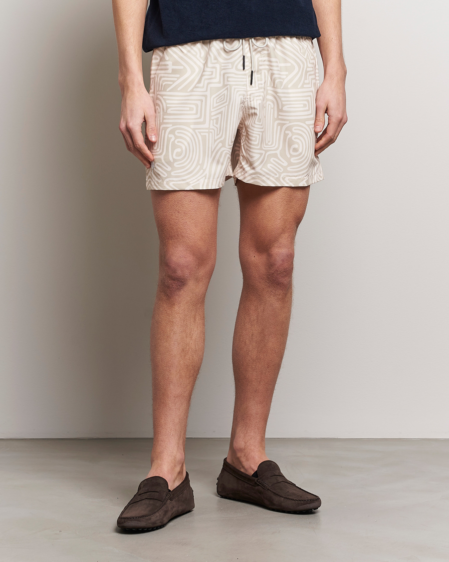 Herre | Tøj | OAS | Printed Swimshorts Cream Golconda