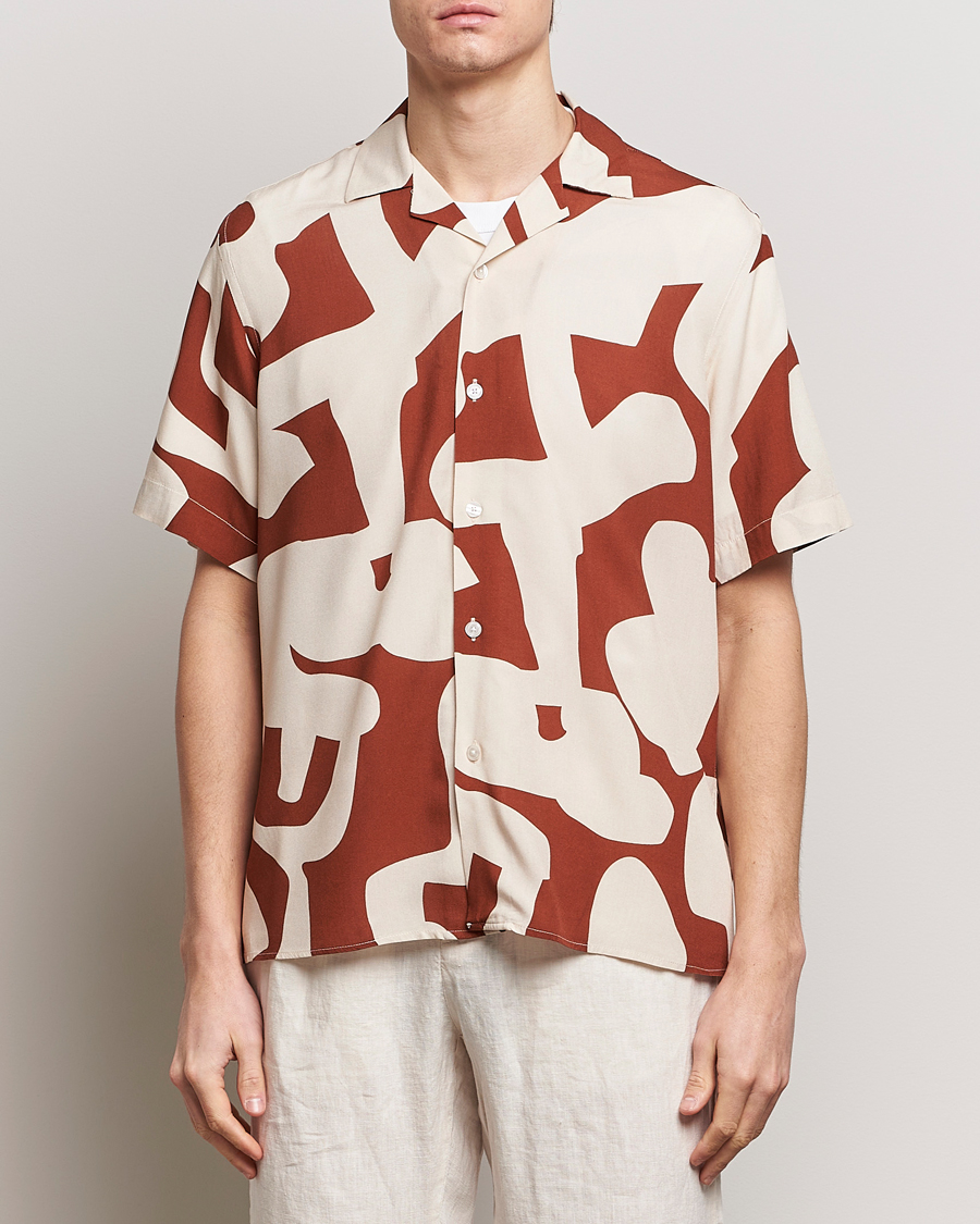 Herre | Kortærmede skjorter | OAS | Viscose Resort Short Sleeve Shirt Russet Puzzlotec