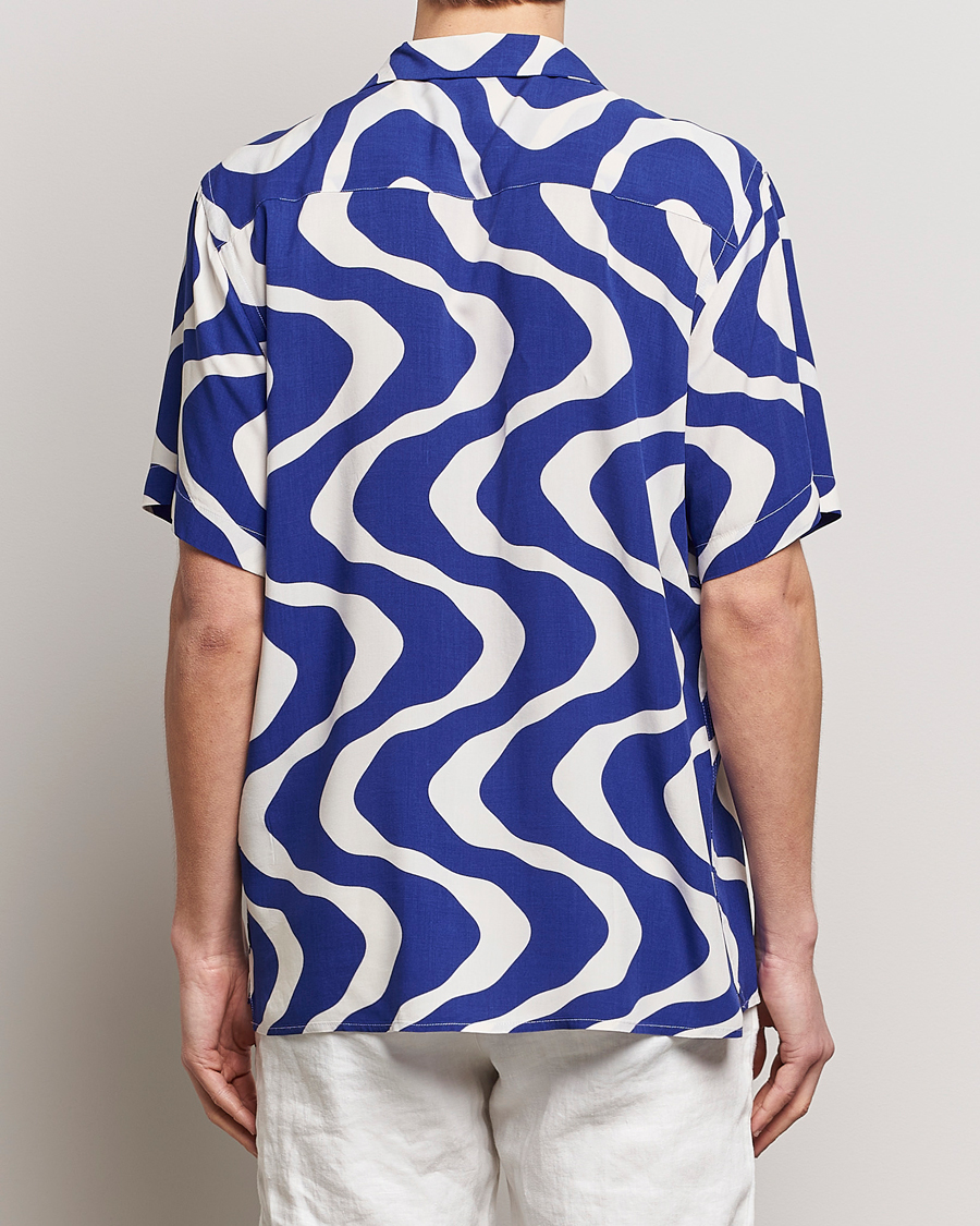 Herre | Skjorter | OAS | Viscose Resort Short Sleeve Shirt Blue Rippling
