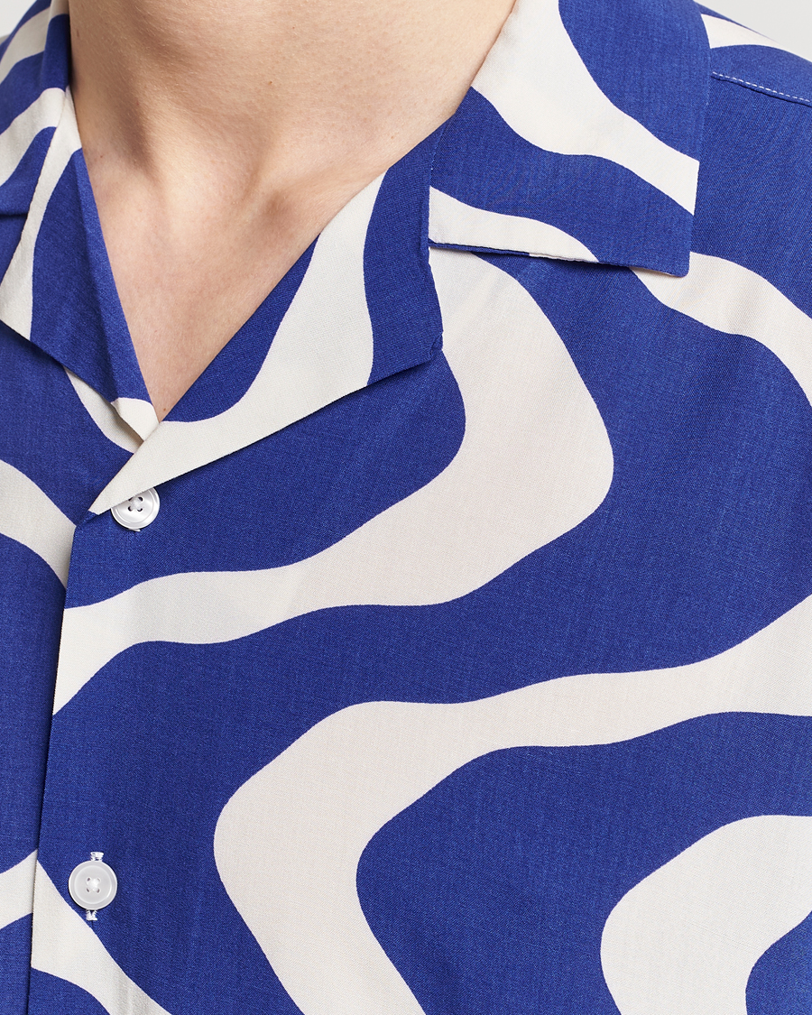 Herre | Skjorter | OAS | Viscose Resort Short Sleeve Shirt Blue Rippling