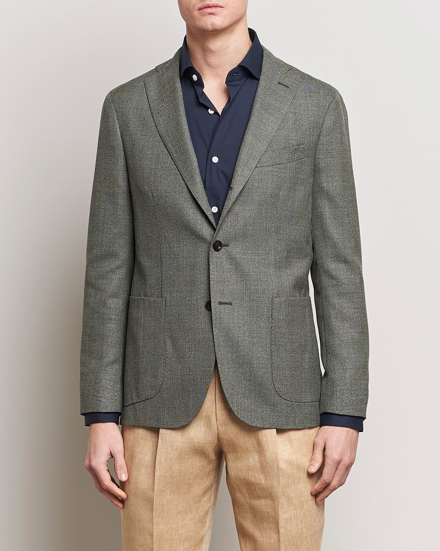 Herre | Uldblazer | Boglioli | K Jacket Wool Hopsack Blazer Sage Green