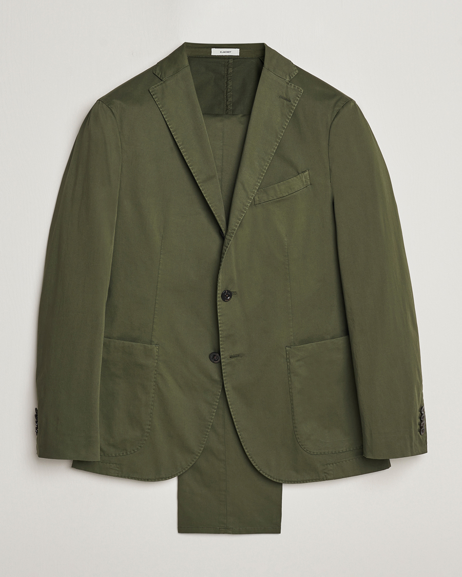 Herre | Jakkesæt | Boglioli | K Jacket Cotton Satin Suit Forest Green