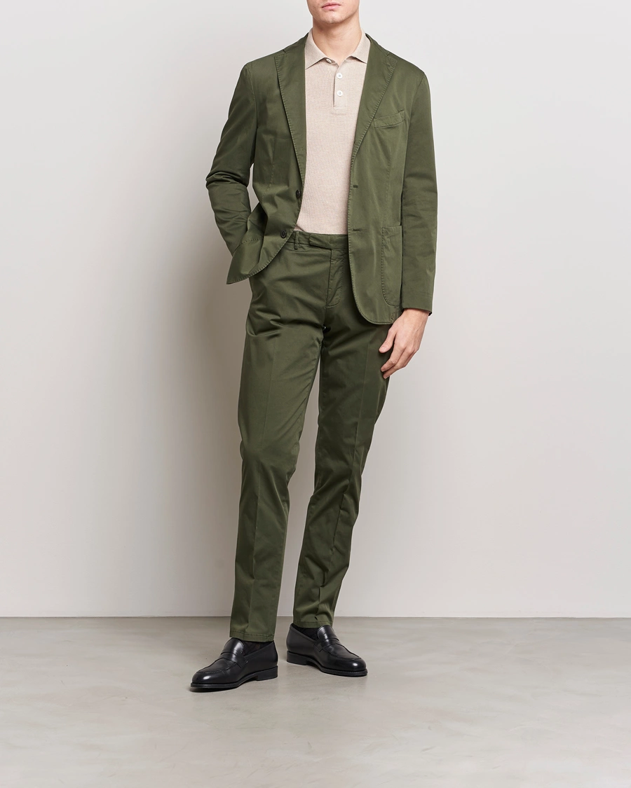 Herre | Italian Department | Boglioli | K Jacket Cotton Satin Suit Forest Green