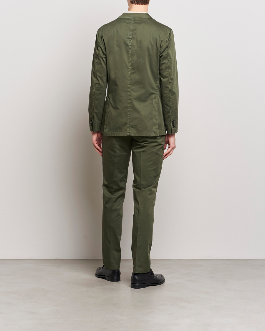 Herre | Todelte jakkesæt | Boglioli | K Jacket Cotton Satin Suit Forest Green