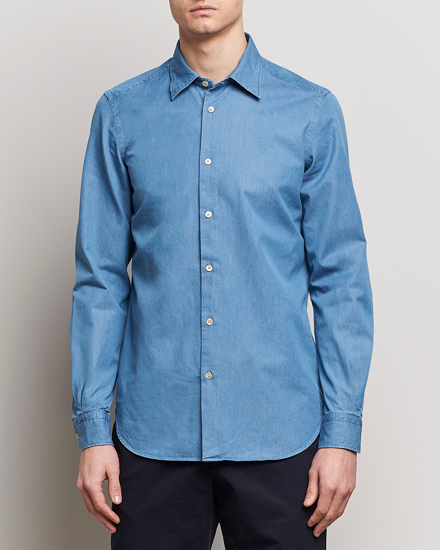 Herre | Italian Department | Boglioli | Slim Fit Denim Shirt Light Indigo