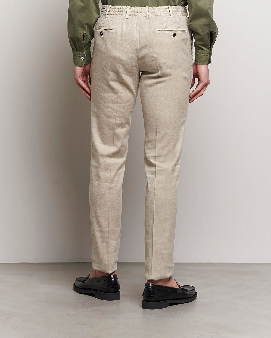 Herre | Bukser | PT01 | Slim Fit Linen Drawstring Pants Light Beige