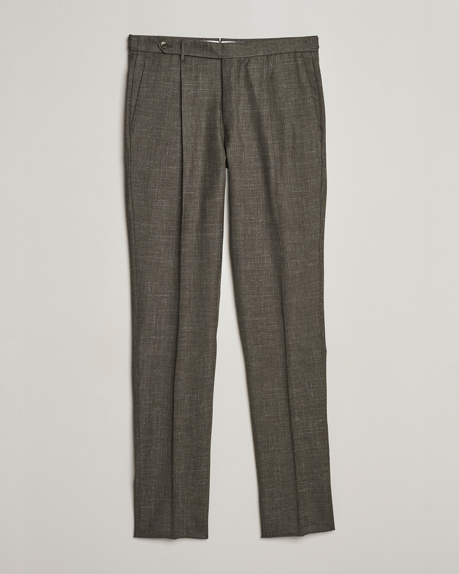 Herr |  | PT01 | Gentleman Fit Wool/Silk Trousers Dark Brown