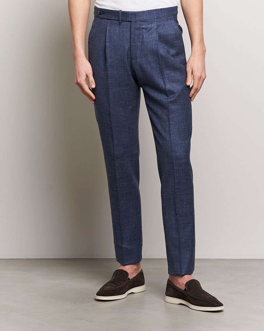Herre | Tøj | PT01 | Gentleman Fit Wool/Silk Trousers Navy